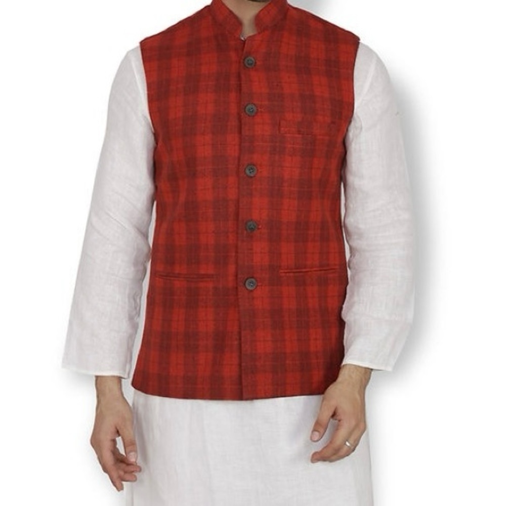 Cotton Silk Nehru Jacket size XL‎
